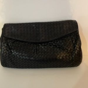 Genuine Leather, Black, Woven Purse Made in Italy